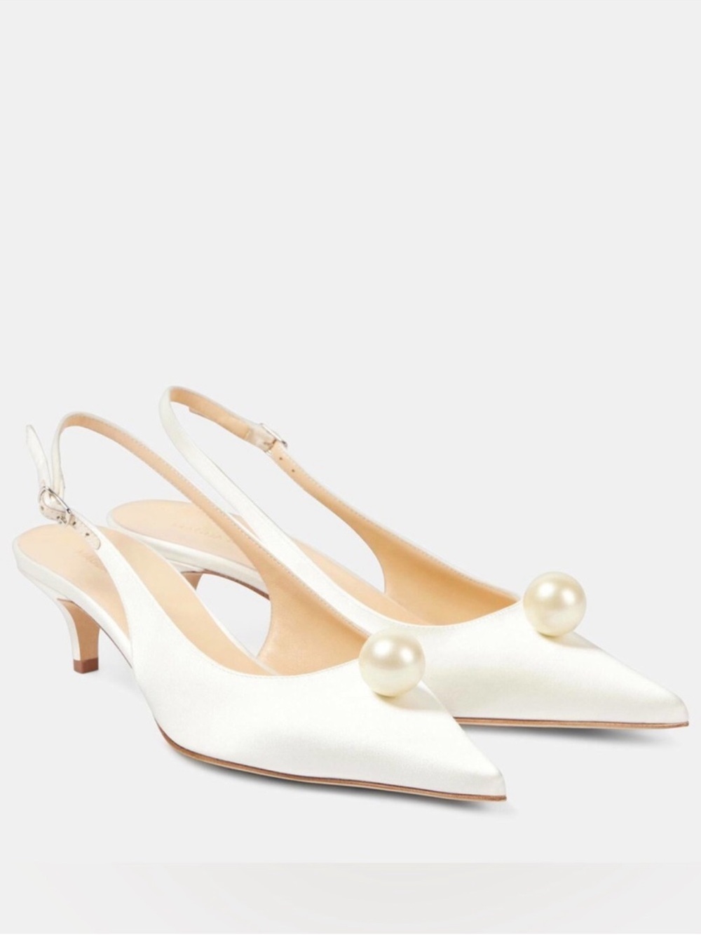 Magda Butrym Slingback Pearl Kitten heel size 37EU Ivory NIB